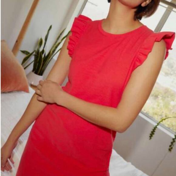 Nation LTD Steffi Mini Dress Size XS Red Flutter Sleeve Cotton - Picture 4 of 7